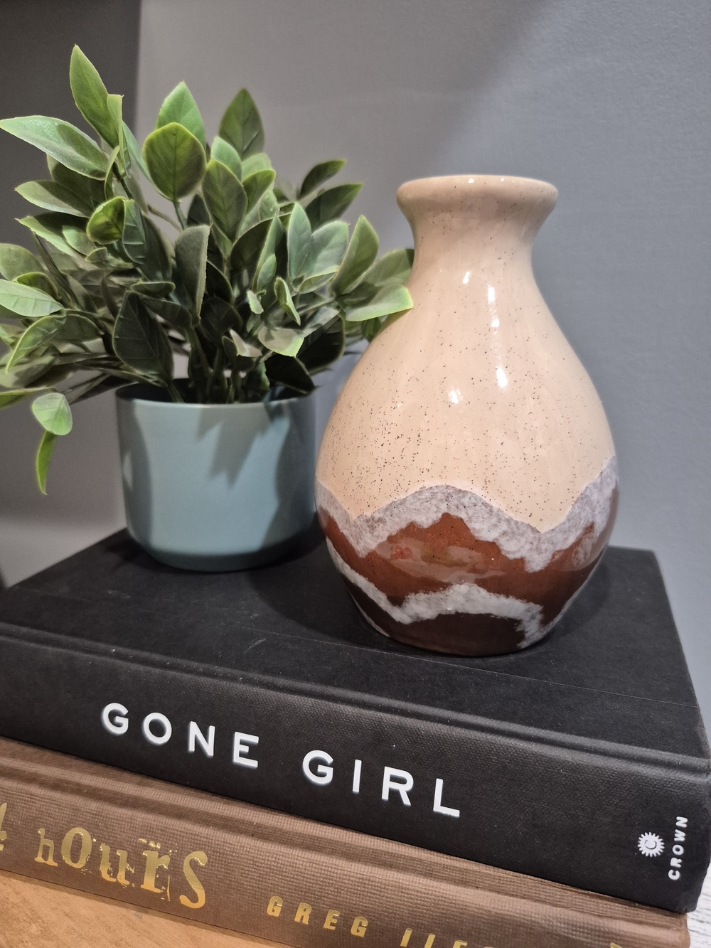 Speckled Ceramic Vase with Earthy Mountain Or Desert Look- Beige & Brown
